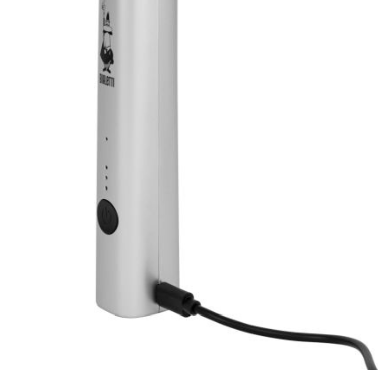 Stab-Milchaufschäumer mit zwei Aufsätzen und USB-Anschluss, silber