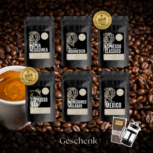 Espresso Entdecker Bundle + gratis French Press & Schokolade