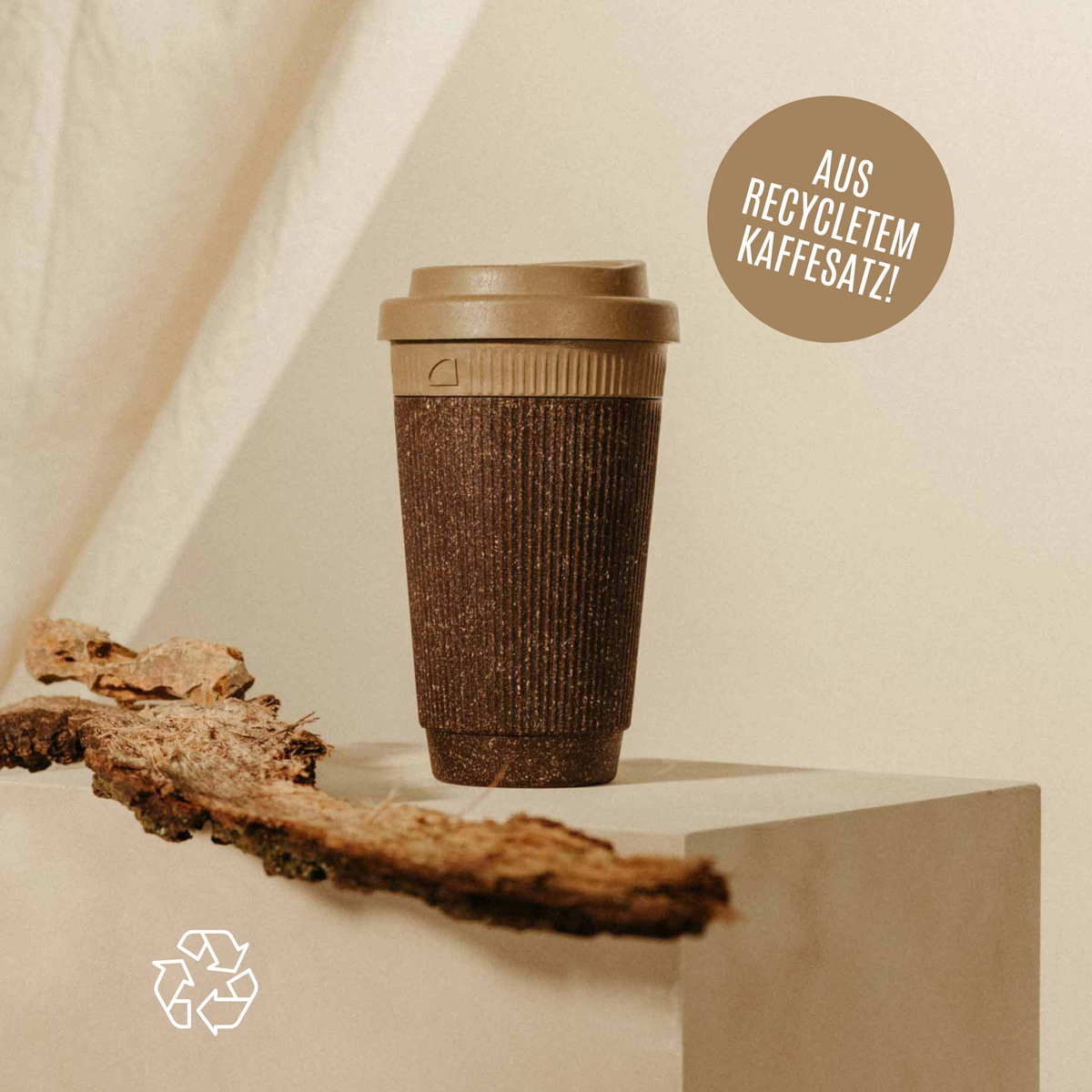 Weducer Cup – Nachhaltiger To-Go-Becher aus recyceltem Kaffeesatz, 350 ml
