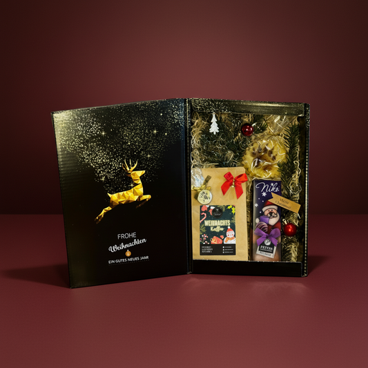 Weihnachts Geschenk Set mit Kaffee, Schokolade, Plätzchen