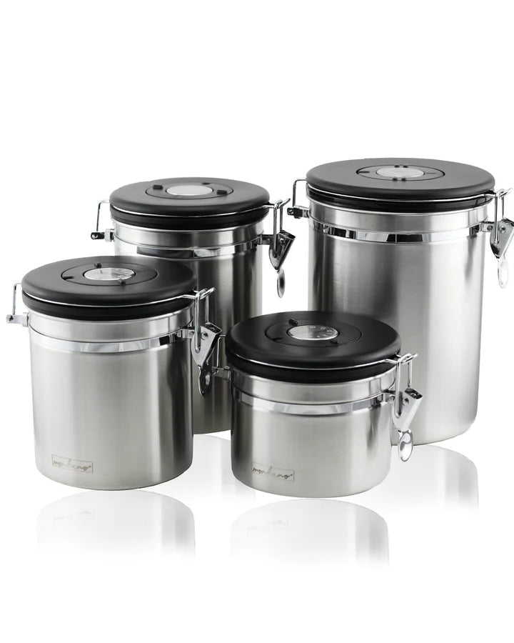 Monkano | Kaffeedose MONZA Edelstahl 304 mit integriertem Aroma-Ventil