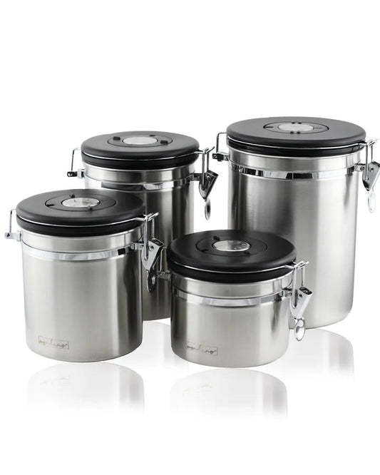 Monkano | Kaffeedose MONZA Edelstahl 304 mit integriertem Aroma-Ventil