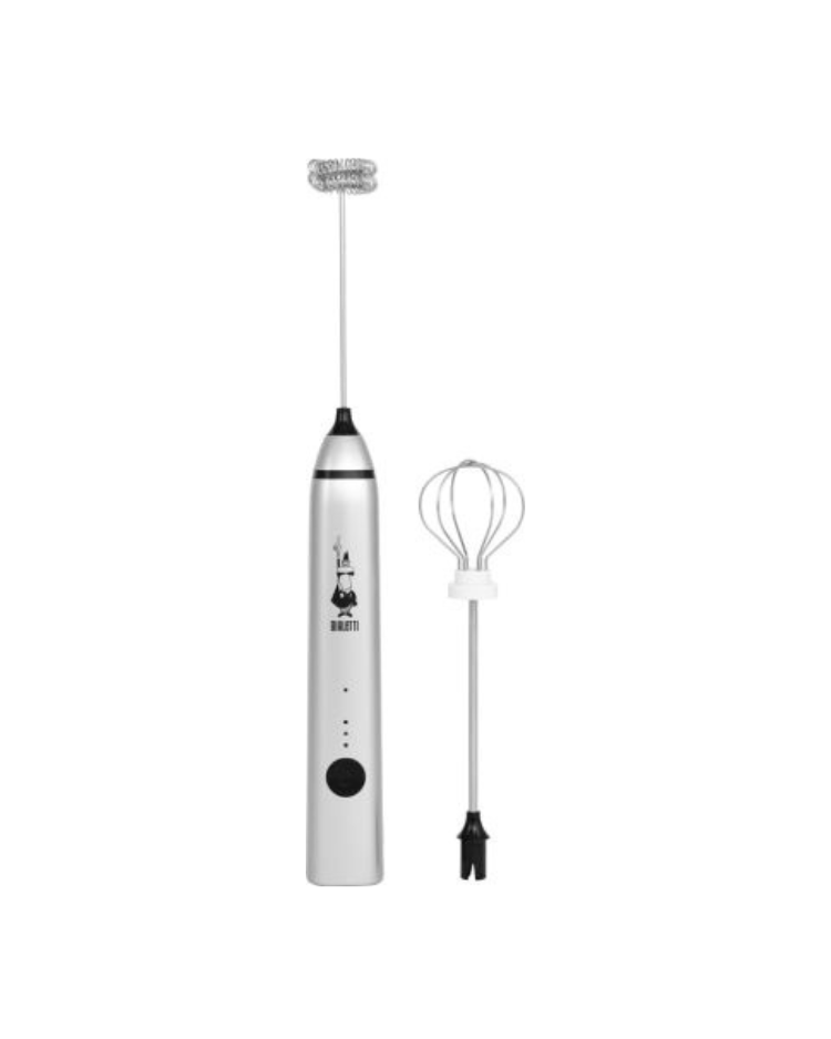 Stab-Milchaufschäumer mit zwei Aufsätzen und USB-Anschluss, silber