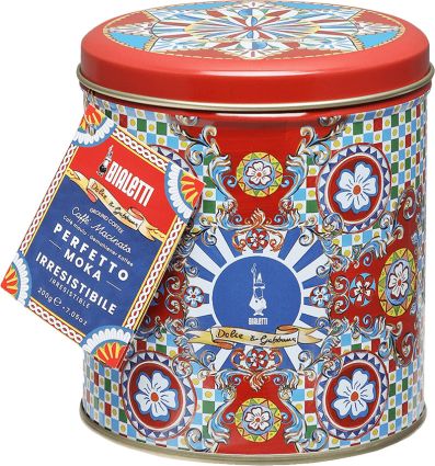 Dolce & Gabbana Design Kaffeedose rot inkl. Perfetto Moka Irresistibile, Kaffee gemahlen 200g